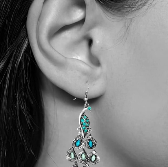 Earrings Bohemian style Peacock earrings - Picture 4 of 5